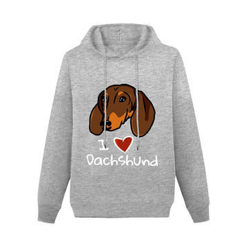 I Heart Dachshund Women's Cotton Fleece Hoodie Sweatshirt-Apparel-Apparel, Dachshund, Hoodie, Sweatshirt-Gray-XS-3