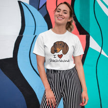 Load image into Gallery viewer, I Heart Dachshund Women&#39;s Cotton T-Shirts - 5 Colors-Apparel-Apparel, Dachshund, Shirt, T Shirt-White-Small-2