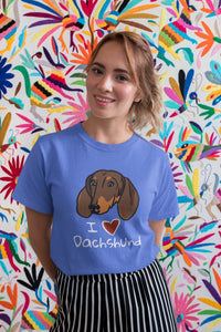 I Heart Dachshund Women's Cotton T-Shirts - 5 Colors-Apparel-Apparel, Dachshund, Shirt, T Shirt-Blue-Small-3