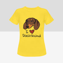 Load image into Gallery viewer, I Heart Dachshund Women&#39;s Cotton T-Shirts - 5 Colors-Apparel-Apparel, Dachshund, Shirt, T Shirt-6