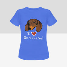 Load image into Gallery viewer, I Heart Dachshund Women&#39;s Cotton T-Shirts - 5 Colors-Apparel-Apparel, Dachshund, Shirt, T Shirt-8