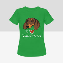 Load image into Gallery viewer, I Heart Dachshund Women&#39;s Cotton T-Shirts - 5 Colors-Apparel-Apparel, Dachshund, Shirt, T Shirt-9