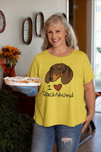 Load image into Gallery viewer, I Heart Dachshund Women&#39;s Cotton T-Shirts - 5 Colors-Apparel-Apparel, Dachshund, Shirt, T Shirt-Yellow-Small-1