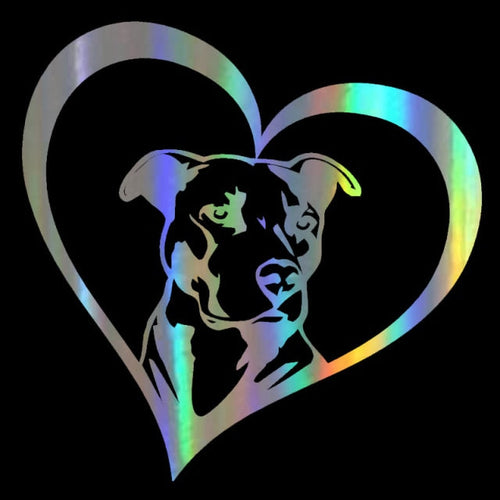 I Heart American Pit Bull Terriers Vinyl Car Stickers-Car Accessories-American Pit Bull Terrier, Car Accessories, Car Sticker, Dogs-Reflective Rainbow-2 pcs-1