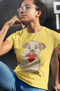 I Heart Pug Women's T-Shirt-Apparel-Apparel, Dogs, Pug, T Shirt-Yellow-Small-3