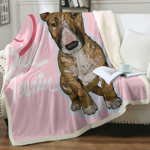 I Love a Red Bull Terrier Soft Warm Fleece Blankets - 3 Colors-Blanket-Blankets, Bull Terrier, Home Decor-Soft Pink-Small-2