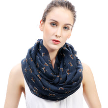 Load image into Gallery viewer, Image of a lady wearing Beagle scarf in Navy Blue color