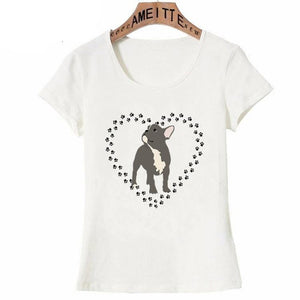 Image of a french bulldog tee shirt with french bulldog and heart design