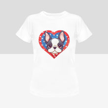 Load image into Gallery viewer, I Love Boston Terriers and America Women&#39;s 4th of July Cotton T-Shirts - 4 Colors-Apparel-Apparel, Boston Terrier, Shirt, T Shirt-5