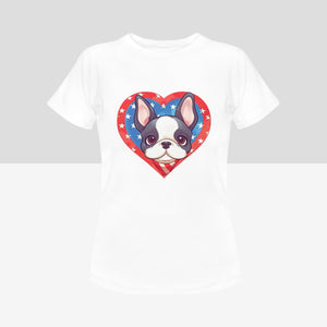 I Love Boston Terriers and America Women's 4th of July Cotton T-Shirts - 4 Colors-Apparel-Apparel, Boston Terrier, Shirt, T Shirt-5