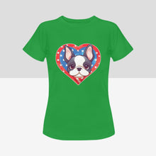 Load image into Gallery viewer, I Love Boston Terriers and America Women&#39;s 4th of July Cotton T-Shirts - 4 Colors-Apparel-Apparel, Boston Terrier, Shirt, T Shirt-8