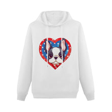 Load image into Gallery viewer, I Love Boston Terriers and America Women&#39;s Cotton Fleece Hoodie Sweatshirt-Apparel-Apparel, Boston Terrier, Hoodie, Sweatshirt-White-XS-2