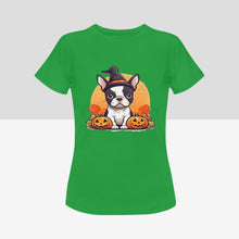 Load image into Gallery viewer, I Love Boston Terriers and Halloween Women&#39;s Cotton T-Shirts-Apparel-Apparel, Boston Terrier, Shirt, T Shirt-10