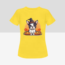 Load image into Gallery viewer, I Love Boston Terriers and Halloween Women&#39;s Cotton T-Shirts-Apparel-Apparel, Boston Terrier, Shirt, T Shirt-7