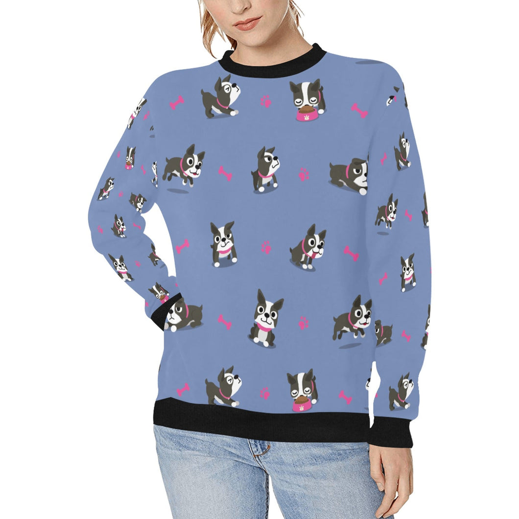 I Love Boston Terriers Women's Sweatshirt-Apparel-Apparel, Boston Terrier, Sweatshirt-CornflowerBlue-XS-14