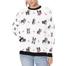 Load image into Gallery viewer, I Love Boston Terriers Women&#39;s Sweatshirt-Apparel-Apparel, Boston Terrier, Sweatshirt-White-XS-1