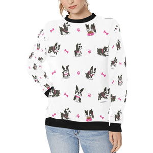 I Love Boston Terriers Women's Sweatshirt-Apparel-Apparel, Boston Terrier, Sweatshirt-White-XS-1