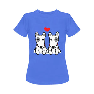 I Love Bull Terrier Women's T-Shirts - 3 Designs - 3 Colors-Apparel-Apparel, Bull Terrier, Dogs, Shirt, T Shirt-Sitting Side by Side-Blue-Small-12