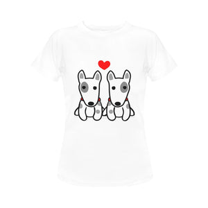 I Love Bull Terrier Women's T-Shirts - 3 Designs - 3 Colors-Apparel-Apparel, Bull Terrier, Dogs, Shirt, T Shirt-Sitting Side by Side-White-Small-13