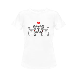 I Love Bull Terrier Women's T-Shirts - 3 Designs - 3 Colors-Apparel-Apparel, Bull Terrier, Dogs, Shirt, T Shirt-Standing Face to Face-White-Small-9