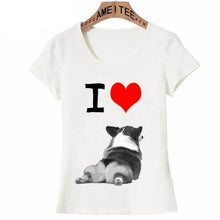 Load image into Gallery viewer, I Love Corgi Behinds Womens T ShirtApparelWhiteS