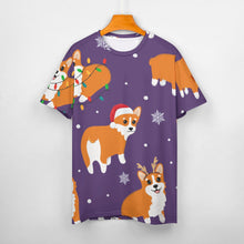 Load image into Gallery viewer, I Love Corgis and Christmas All Over Print Women&#39;s Cotton T-Shirt - 4 Colors-Apparel-Apparel, Christmas, Corgi, Shirt, T Shirt-11