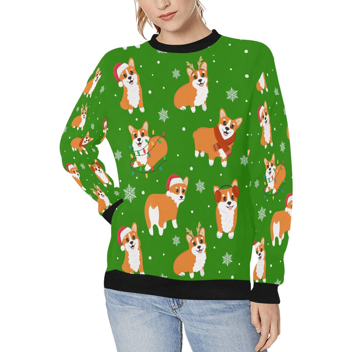 I Love Corgis and Christmas Women's Sweatshirt - 4 Colors-Apparel-Apparel, Corgi, Sweatshirt-Green-S-1