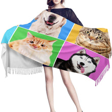 Load image into Gallery viewer, I Love Dogs &amp; Cats Warm Winter Shawl - Husky, Golden Retriever &amp; CatsAccessories