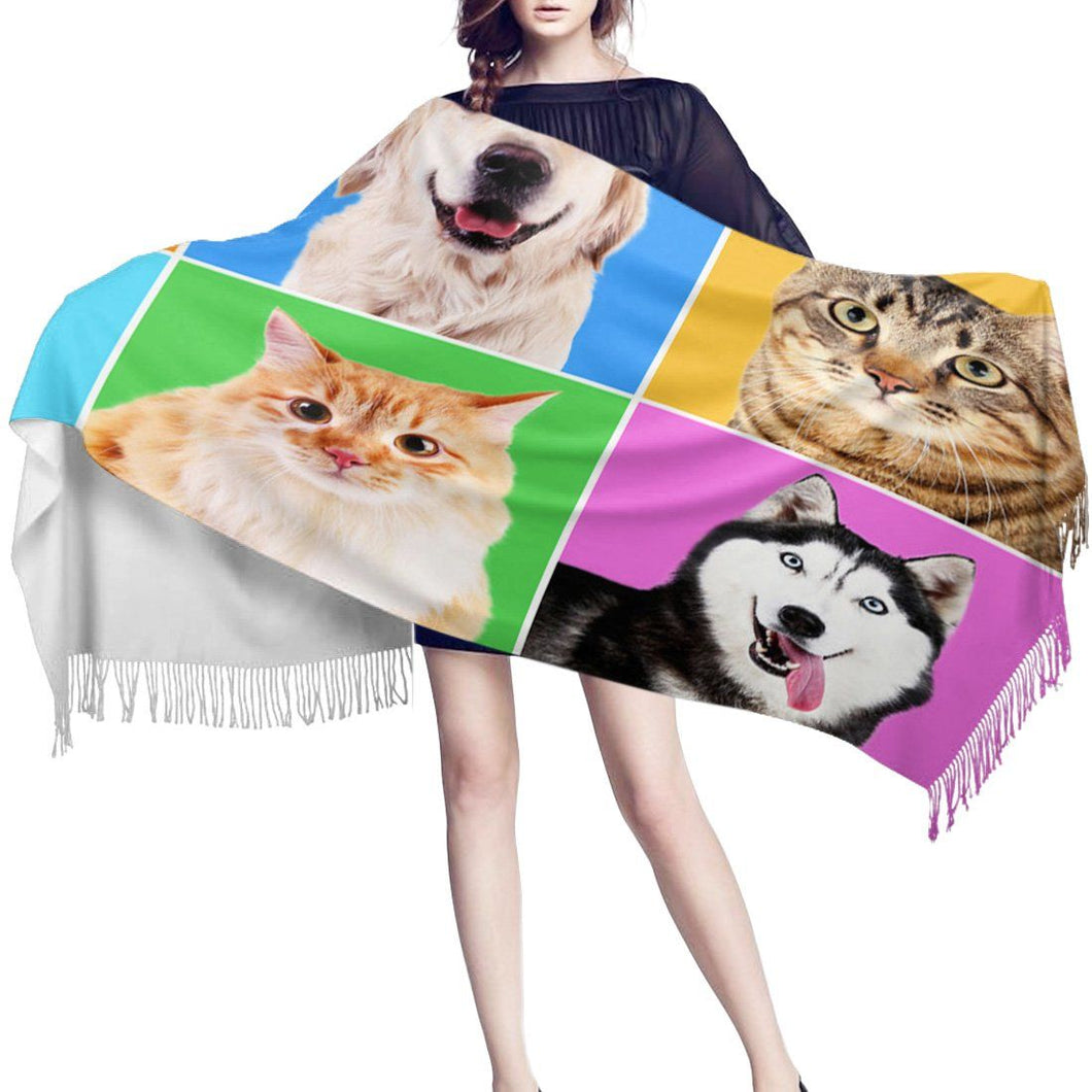 I Love Dogs & Cats Warm Winter Shawl - Husky, Golden Retriever & CatsAccessories