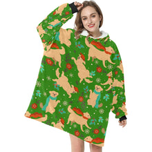 Load image into Gallery viewer, I Love Labradors and Christmas Blanket Hoodie for Women - 4 Colors-Apparel-Apparel, Blankets, Labrador-Christmas Green-4