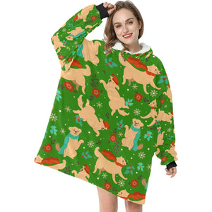 I Love Labradors and Christmas Blanket Hoodie for Women - 4 Colors-Apparel-Apparel, Blankets, Labrador-Christmas Green-4