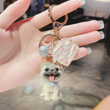 Load image into Gallery viewer, Image of a super-cute Pug keychain in 3D Pug design