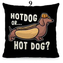 Load image into Gallery viewer, I Love My Dachshund Throw Pillows - 16 Designs-Cushion Cover-Dachshund, Home Decor, Pillows-Small-9 - Hotdog or Hot Dog?-10