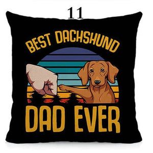 I Love My Dachshund Throw Pillows - 16 Designs-Cushion Cover-Dachshund, Home Decor, Pillows-Small-11 - Best Dachshund Dad Ever-12