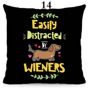 I Love My Dachshund Throw Pillows - 16 Designs-Cushion Cover-Dachshund, Home Decor, Pillows-Small-14 - Easily Distracted by Wieners-15