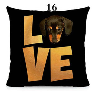 I Love My Dachshund Throw Pillows - 16 Designs-Cushion Cover-Dachshund, Home Decor, Pillows-Small-16 - Love with Dachshund Face-17