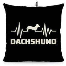 Load image into Gallery viewer, I Love My Dachshund Throw Pillows - 16 Designs-Cushion Cover-Dachshund, Home Decor, Pillows-Small-4 - Dachshund Heartbeat-5
