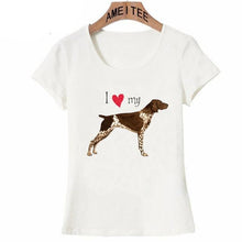 Load image into Gallery viewer, I Love My German Shorthaired Pointer Womens T ShirtApparelWhiteS