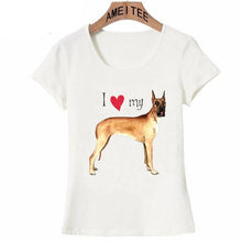 Load image into Gallery viewer, I Love My Great Dane Womens T ShirtApparelWhiteS