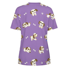 Load image into Gallery viewer, I Love My Shih Tzu All Over Print Women&#39;s Cotton T-Shirt - 4 Colors-Apparel-Apparel, Shih Tzu, Shirt, T Shirt-10