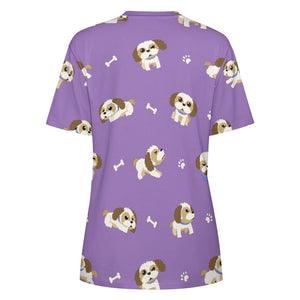 I Love My Shih Tzu All Over Print Women's Cotton T-Shirt - 4 Colors-Apparel-Apparel, Shih Tzu, Shirt, T Shirt-10