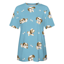 Load image into Gallery viewer, I Love My Shih Tzu All Over Print Women&#39;s Cotton T-Shirt - 4 Colors-Apparel-Apparel, Shih Tzu, Shirt, T Shirt-12