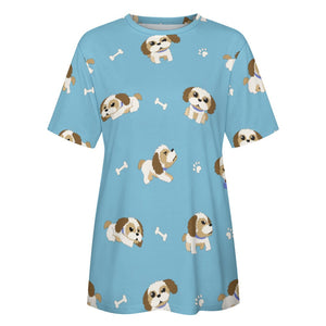 I Love My Shih Tzu All Over Print Women's Cotton T-Shirt - 4 Colors-Apparel-Apparel, Shih Tzu, Shirt, T Shirt-12