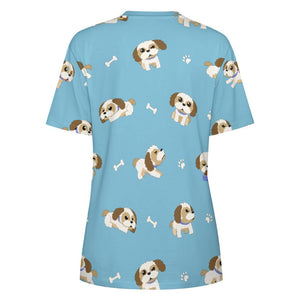 I Love My Shih Tzu All Over Print Women's Cotton T-Shirt - 4 Colors-Apparel-Apparel, Shih Tzu, Shirt, T Shirt-13