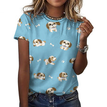 Load image into Gallery viewer, I Love My Shih Tzu All Over Print Women&#39;s Cotton T-Shirt - 4 Colors-Apparel-Apparel, Shih Tzu, Shirt, T Shirt-14