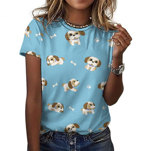 I Love My Shih Tzu All Over Print Women's Cotton T-Shirt - 4 Colors-Apparel-Apparel, Shih Tzu, Shirt, T Shirt-14