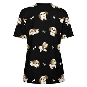 I Love My Shih Tzu All Over Print Women's Cotton T-Shirt - 4 Colors-Apparel-Apparel, Shih Tzu, Shirt, T Shirt-6