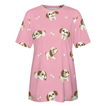 Load image into Gallery viewer, I Love My Shih Tzu All Over Print Women&#39;s Cotton T-Shirt - 4 Colors-Apparel-Apparel, Shih Tzu, Shirt, T Shirt-8