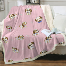 Load image into Gallery viewer, I Love My Shih Tzu Soft Warm Fleece Blanket - 4 Colors-Blanket-Blankets, Home Decor, Shih Tzu-Soft Pink-Small-3