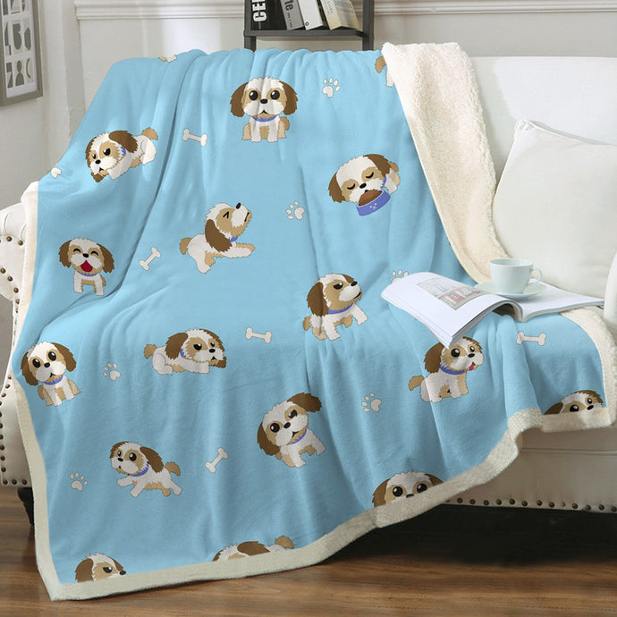I Love My Shih Tzu Soft Warm Fleece Blanket - 4 Colors-Blanket-Blankets, Home Decor, Shih Tzu-Sky Blue-Small-1
